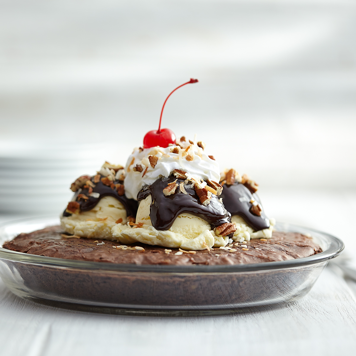 Hot Fudge Sundae Brownie Pie