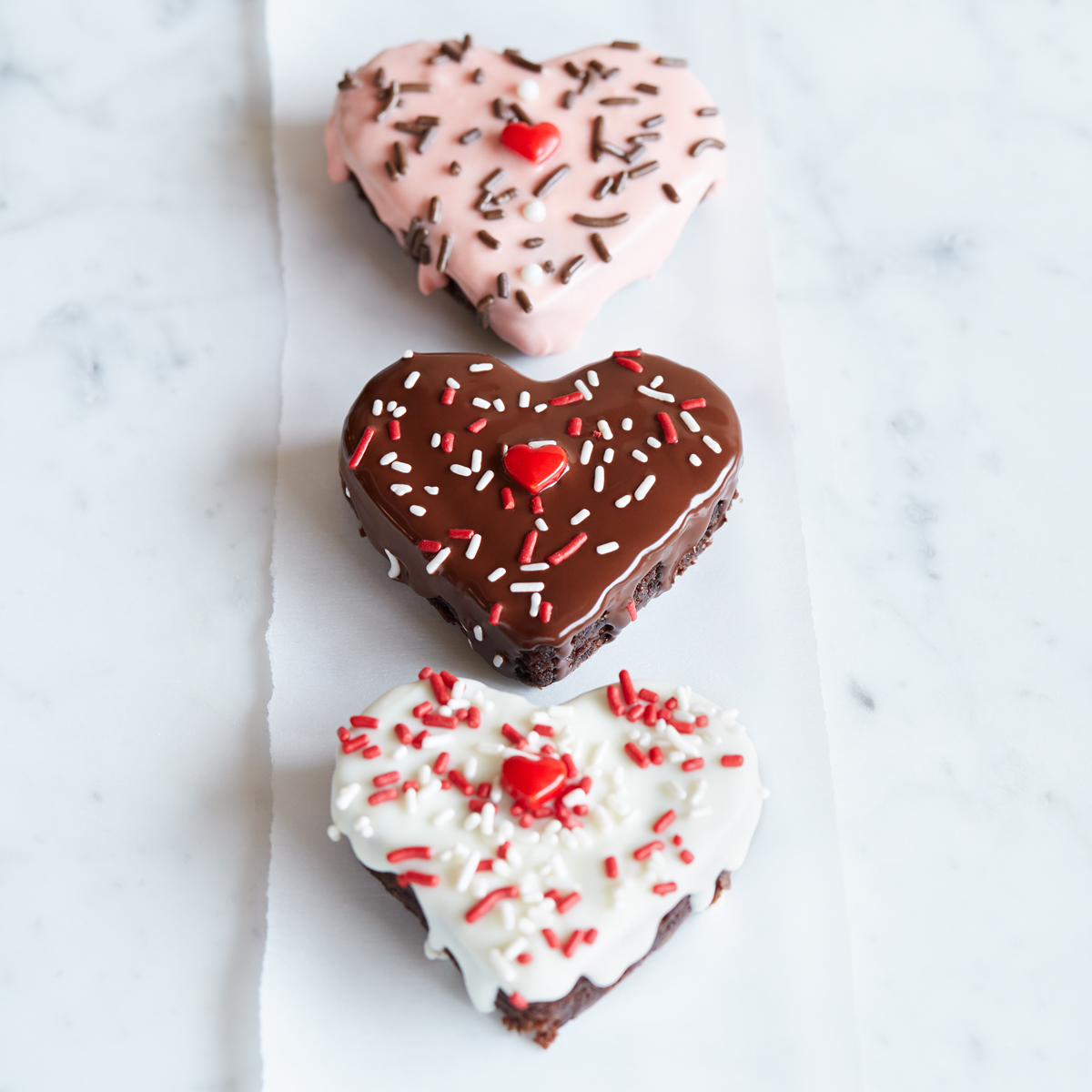 Glazed Brownie Hearts