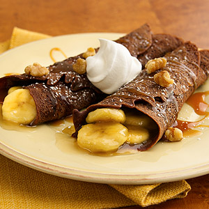 Banana-Filled Caramel-Chocolate Crepes