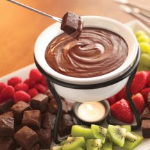Fudge Fondue with Brownies and Fresh Fruit