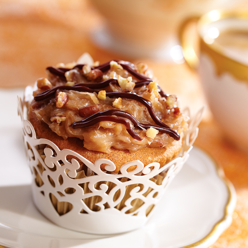 Chai Cupcakes with Coconut Pecan Frosting