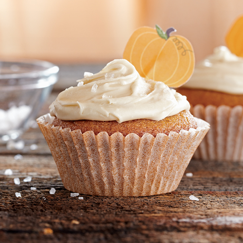 Pumpkin Cupcakes with Salted Caramel Frosting