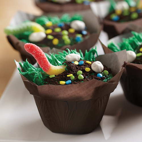 Squirmy Worm Dirt Cupcakes