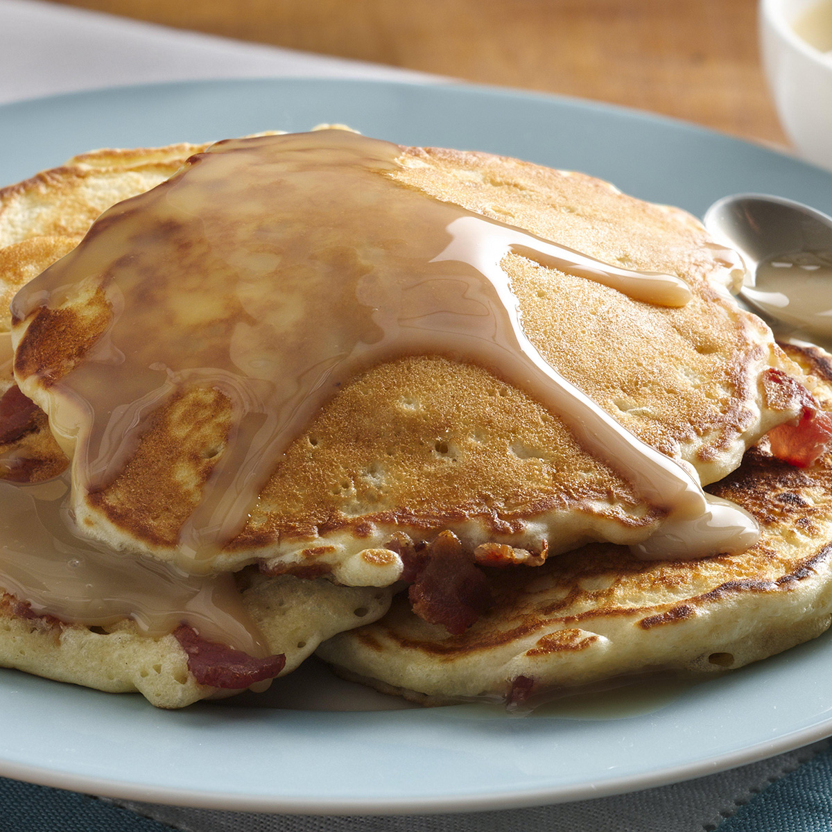 Bacon Corncakes with Warm Maple Cream