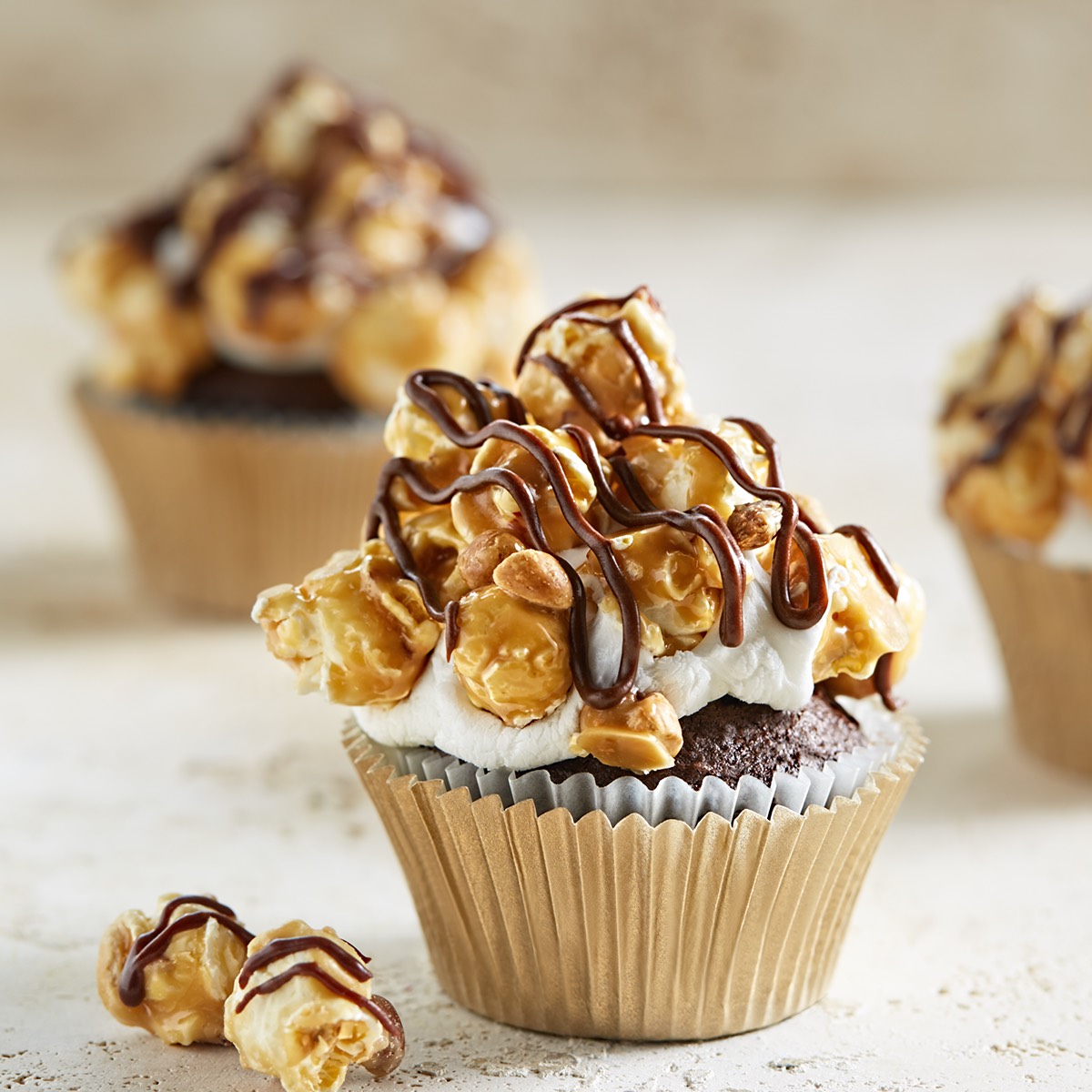 Chocolate Cupcakes with Buttery Toffee Popcorn