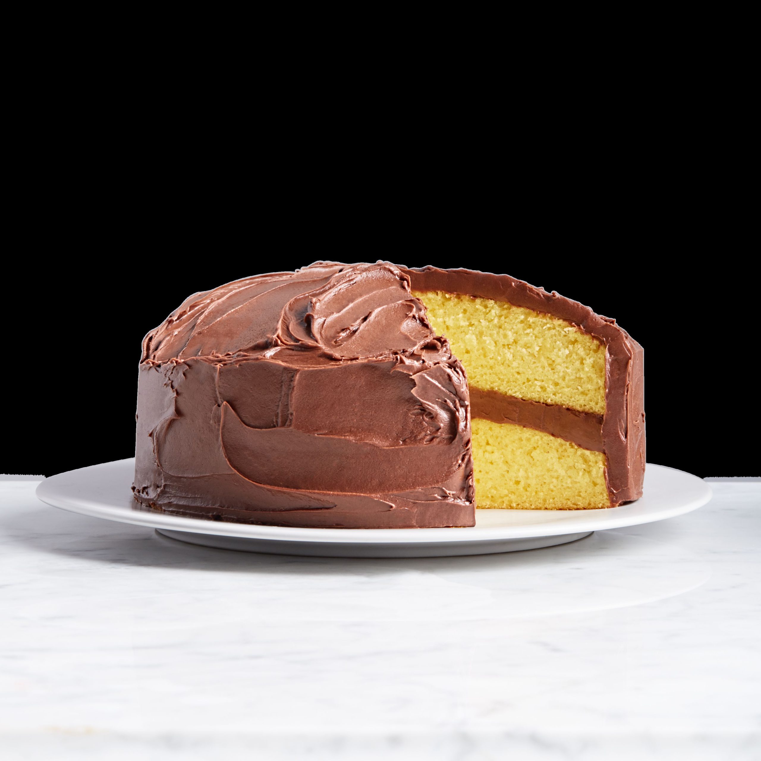 Basic Yellow Cake with Chocolate Fudge Frosting