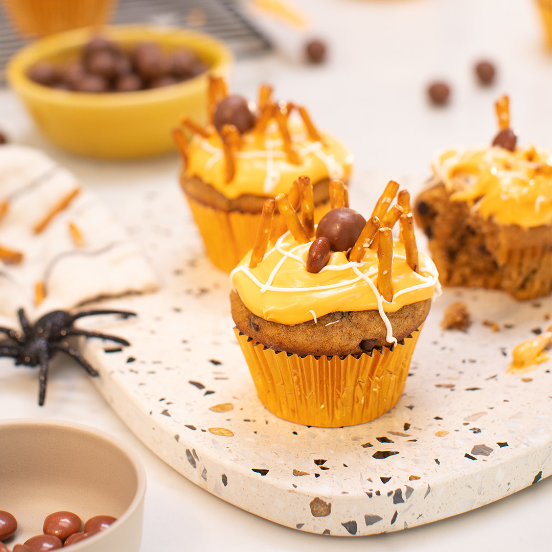 Speedy Spider Pumpkin Muffins