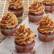 Chocolate Cupcakes with Salted Caramel Frosting & Caramel Drizzle