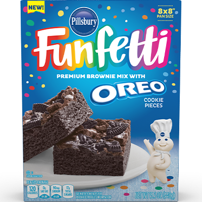<strong>Funfetti<sup>®</sup></strong> Chocolate Brownie Mix with OREO® Cookie Pieces