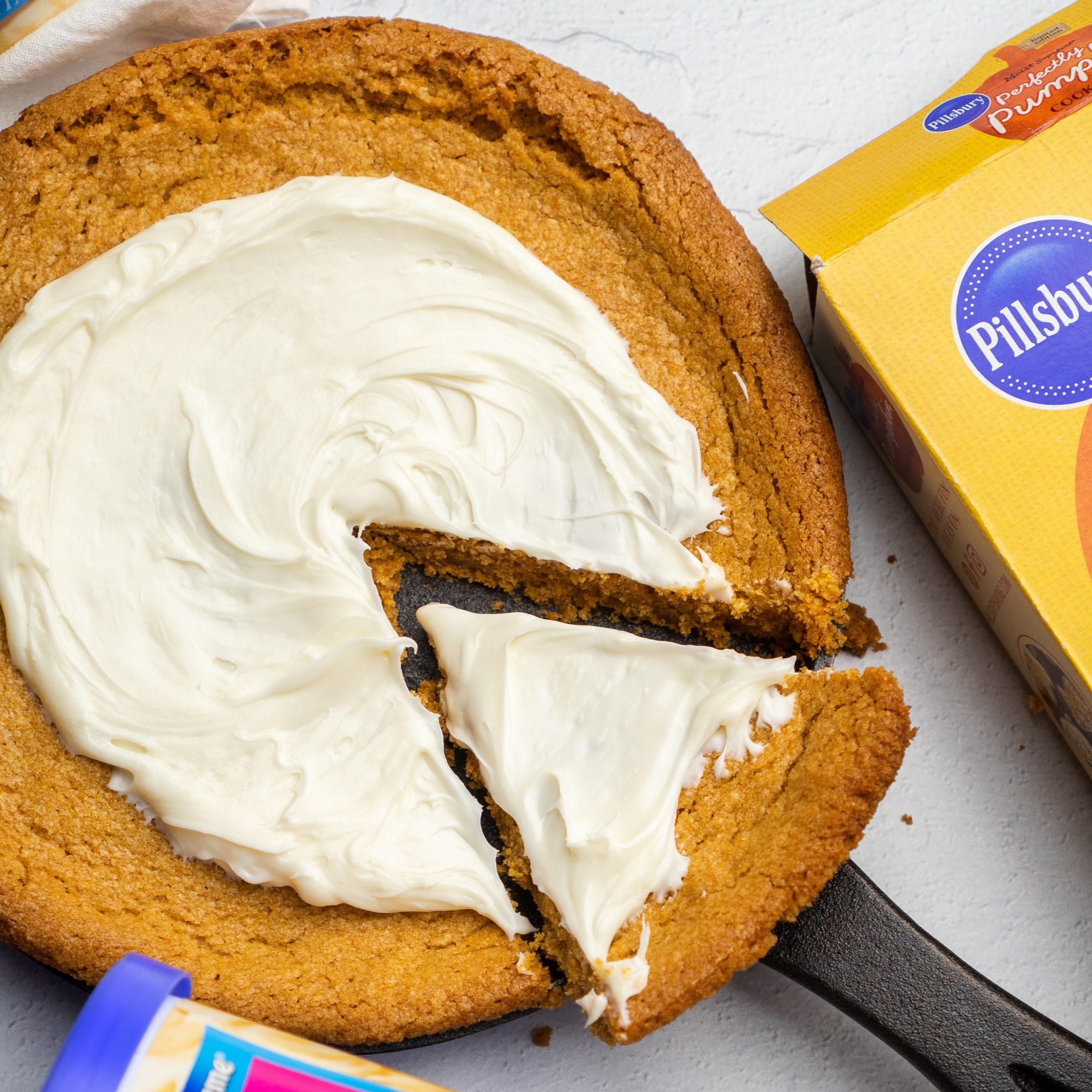 Cream Cheese Frosted Pumpkin Skillet Cookie