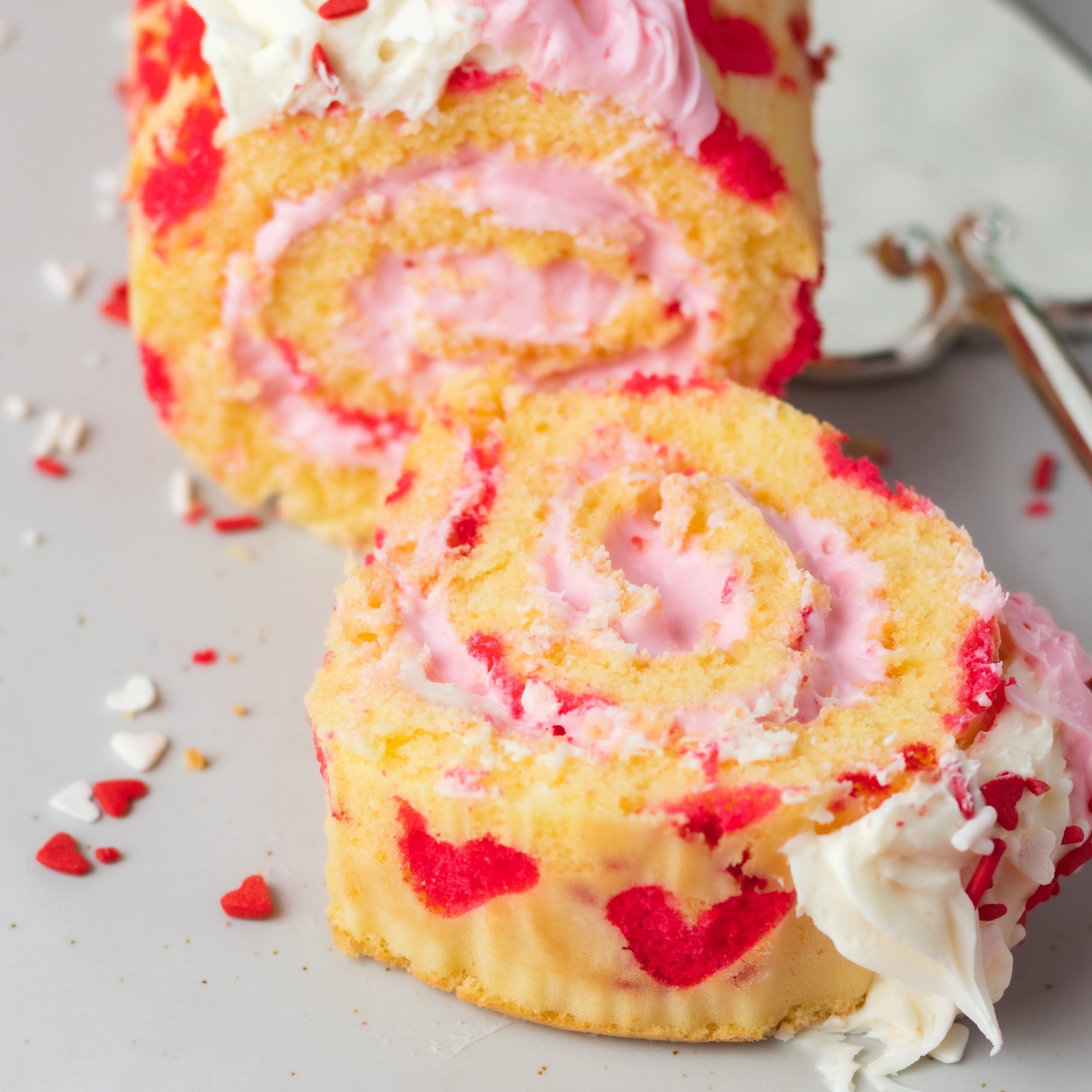 Printed Heart Roll Cake