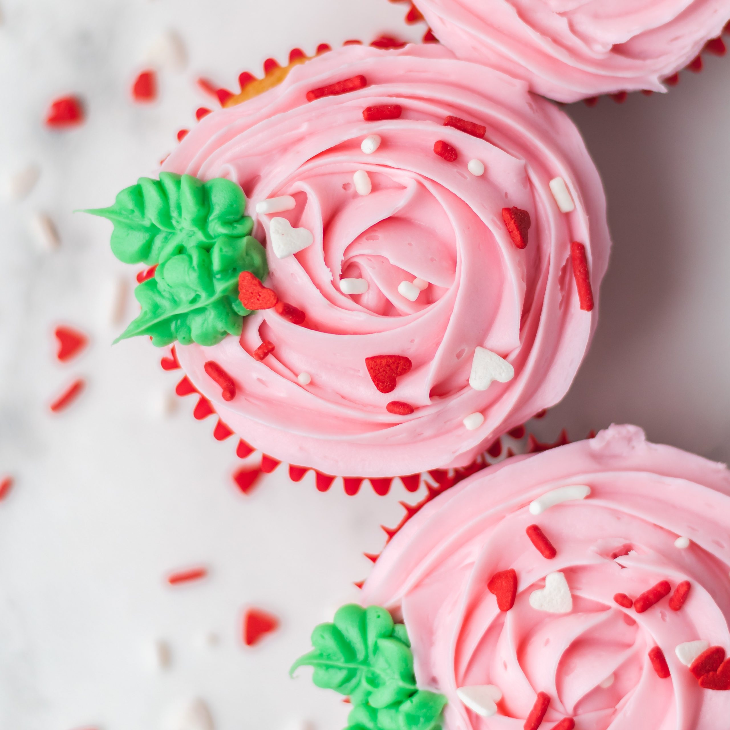 Funfetti Valentine's Rose Cupcakes