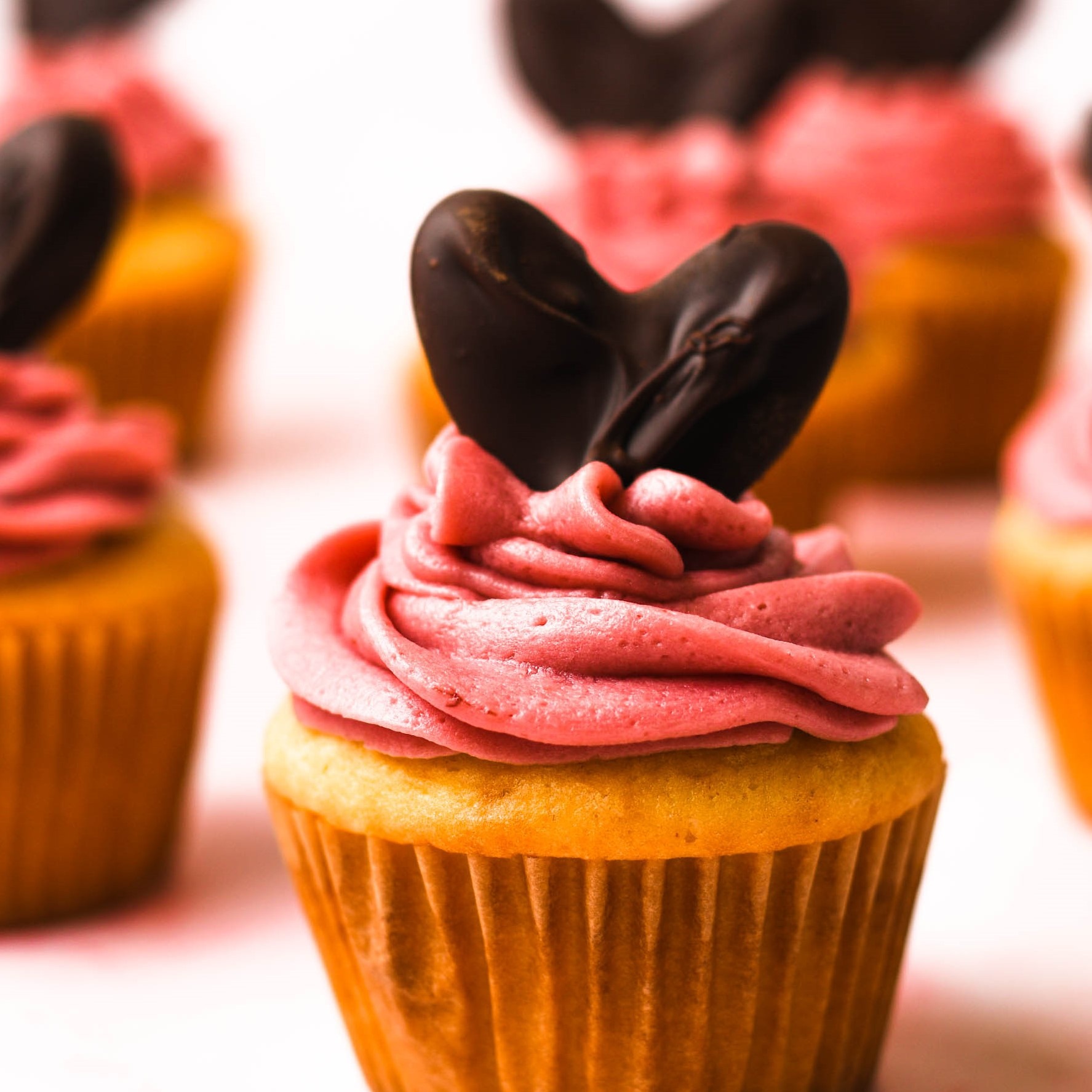 Strawberry Jam Cupcakes with Chocolate Heart