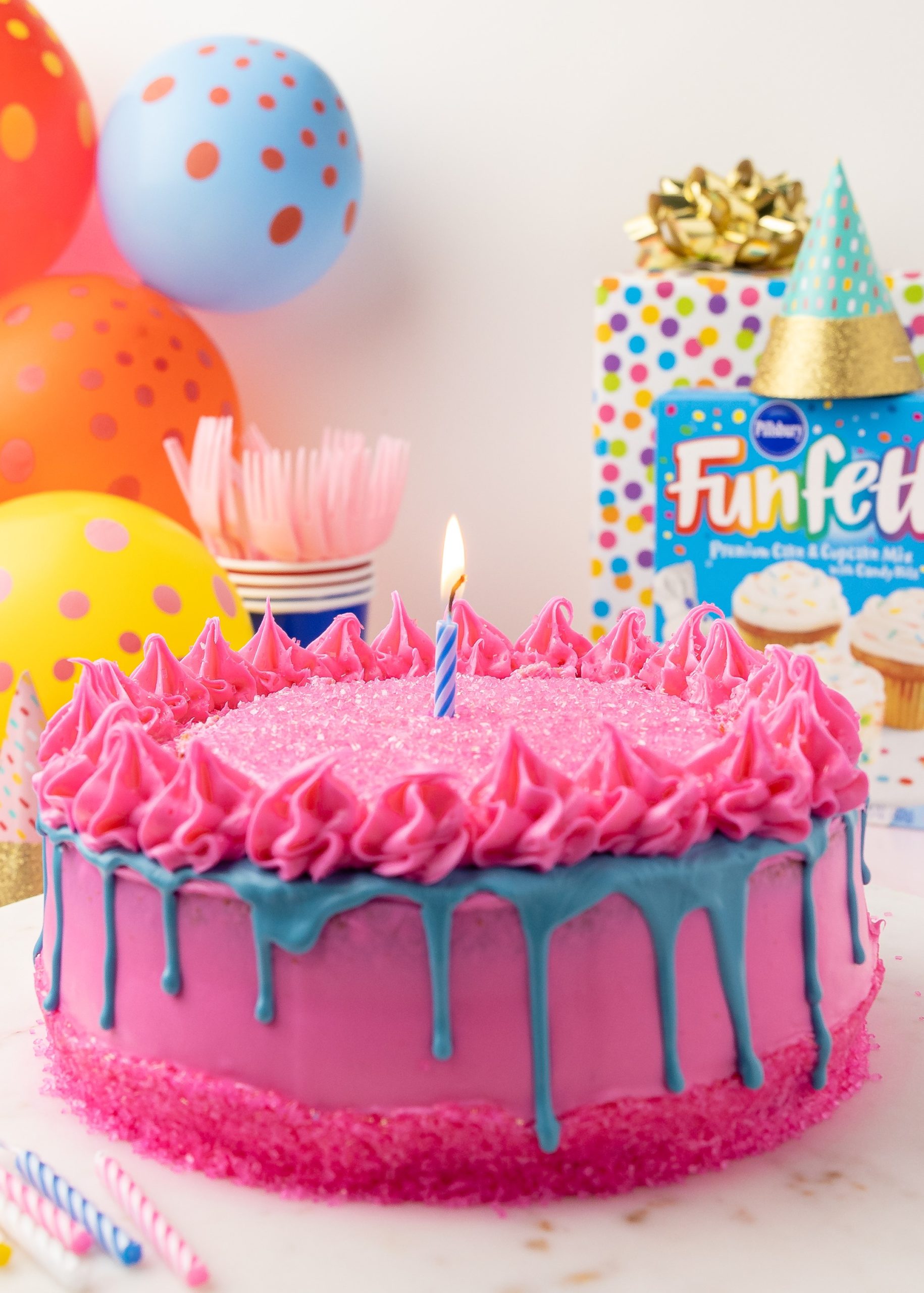 Funfetti® Pink & Blue Drip Cake Recipe