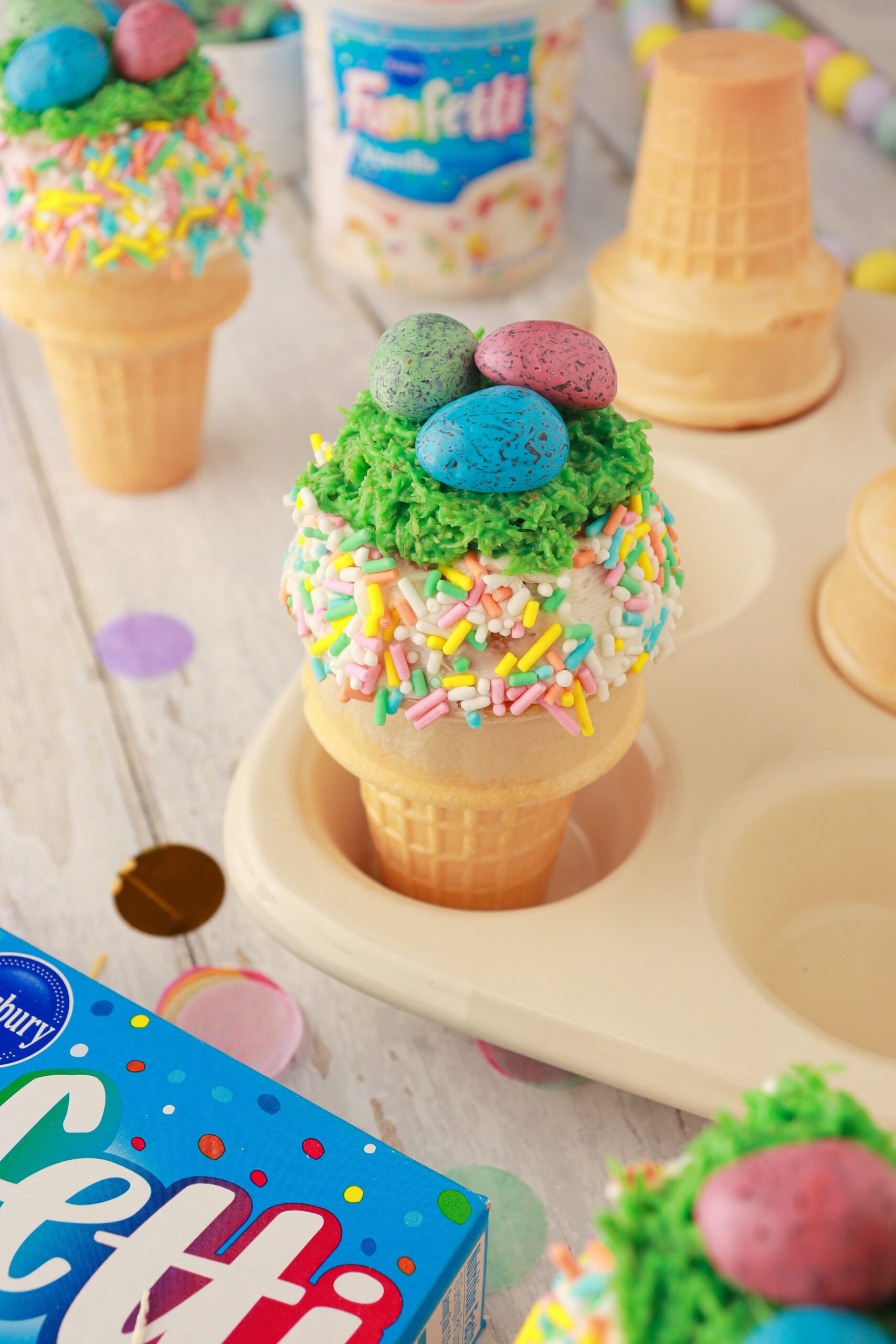 Upside Down Cupcake Cone Bird Nests Recipe