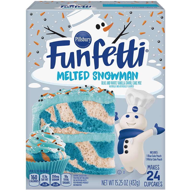 Funfetti® Melted Snowman Blue and White Vanilla Swirl Cake Mix
